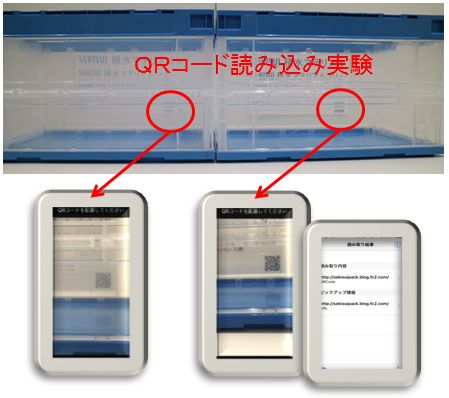 透明コンテナ、バーコード・ＱＲコードの読み取り比較
