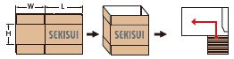 左起こし（Ｌ型）のダンボールケースはＬ型仕様機